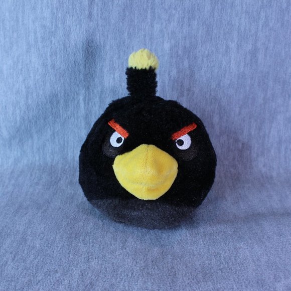 Angry Birds BOMB BLACK BIRD Round 5" Plush Toy Stuffed - Picture 1 of 5